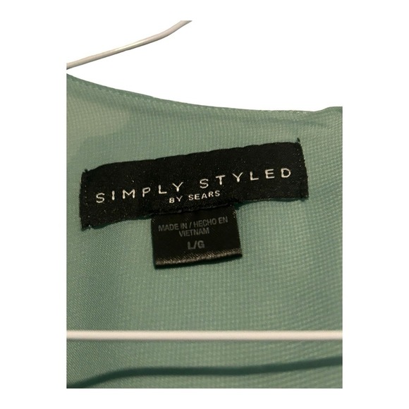 Vintage Simply Styled  Mint Green Floral Sleeveless Blouse Women's Size Large - Picture 4 of 4